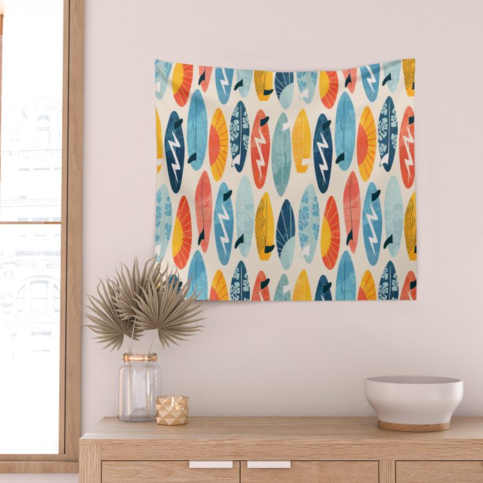 Surfboard white  Wall Tapestry Gallery Image 2