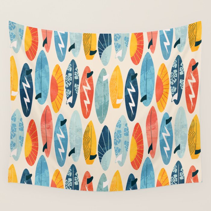 Surfboard white  Wall Tapestry Gallery Image 1