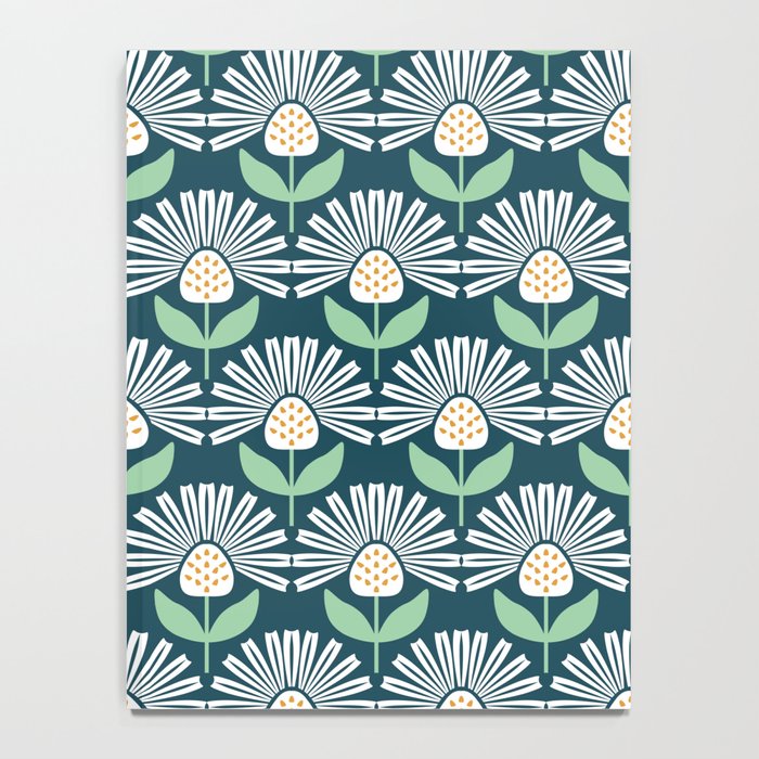 Modern mid century retro flower blue Notebook Gallery Image 4