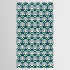 Modern mid century retro flower blue Tablecloth Gallery Image 2