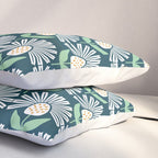 Modern mid century retro flower blue Pillow Sham Gallery Image 3