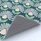 Modern mid century retro flower blue Rug Gallery Image 4