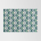 Modern mid century retro flower blue Rug Gallery Image 2