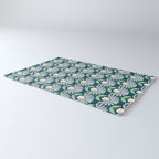 Modern mid century retro flower blue Rug Gallery Image 3