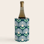 Modern mid century retro flower blue Wine Chiller Gallery Image 2