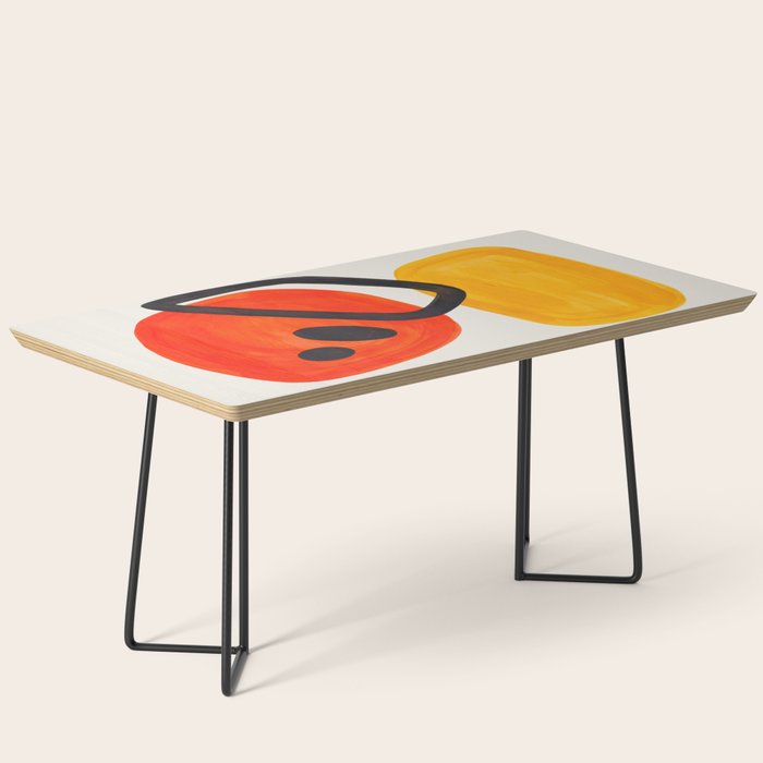Colorful Mid Century Modern Abstract Fun Shapes Patterns Space Age Orange Yellow Orbit Bubbles Coffee Table Gallery Image 1