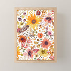 Watercolor Autumn Floral Sunflowers Warm Orange Mini Art Print Gallery Image 1
