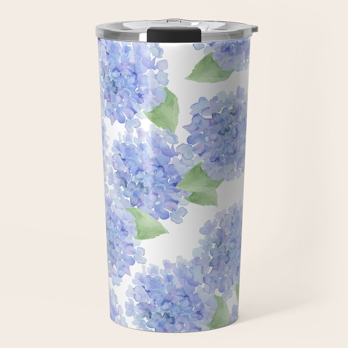 Elegant lavender lilac watercolor hydrangea floral Travel Mug Gallery Image 1