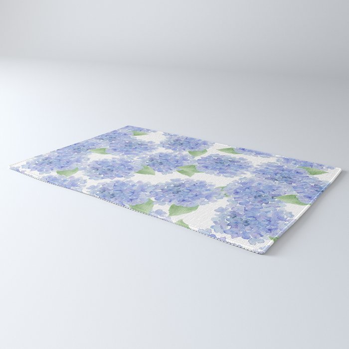 Elegant lavender lilac watercolor hydrangea floral Rug Gallery Image 3