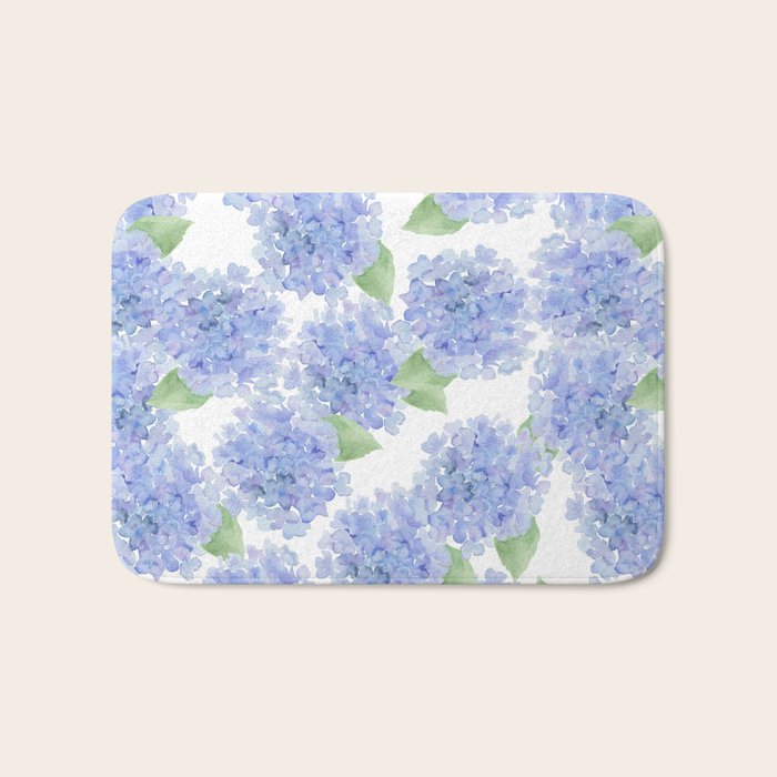 Elegant lavender lilac watercolor hydrangea floral Bath Mat Gallery Image 1