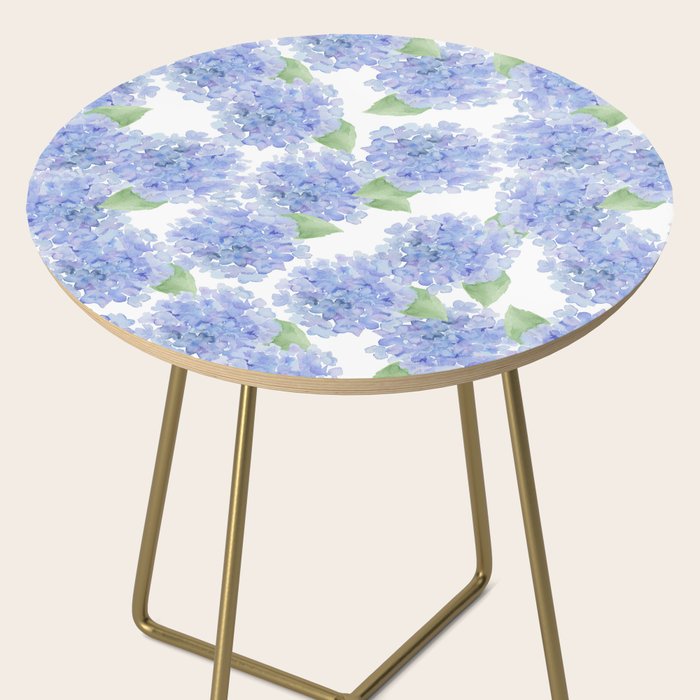 Elegant lavender lilac watercolor hydrangea floral Side Table Gallery Image 2