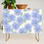 Elegant lavender lilac watercolor hydrangea floral Credenza Gallery Image 1