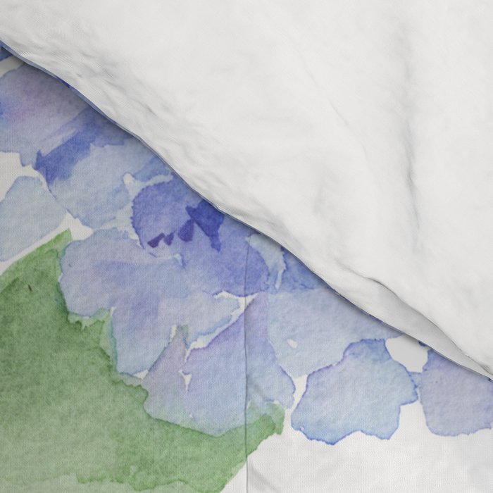 Elegant lavender lilac watercolor hydrangea floral Comforter Gallery Image 4