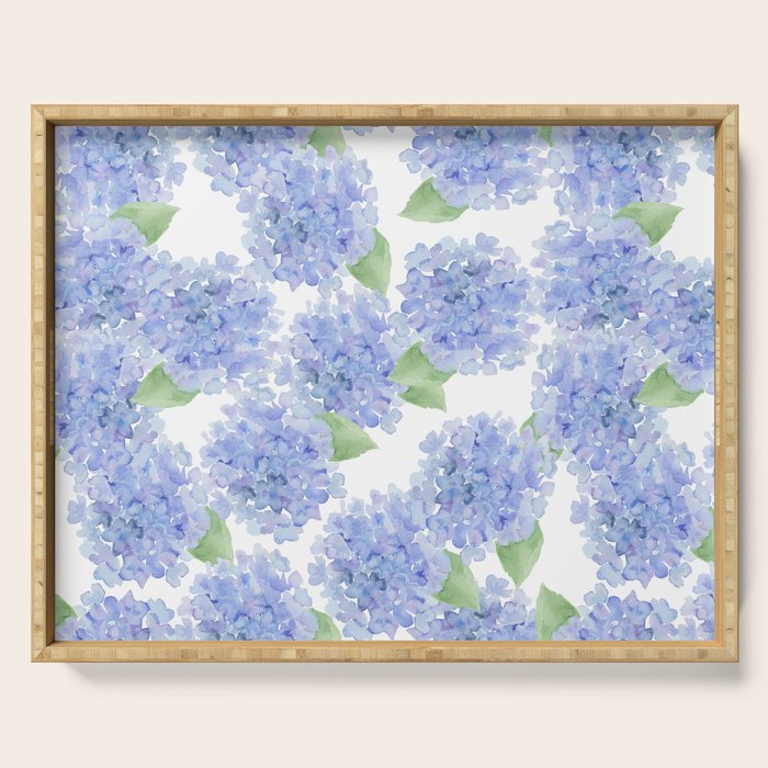 Elegant lavender lilac watercolor hydrangea floral Serving Tray Gallery Image 1