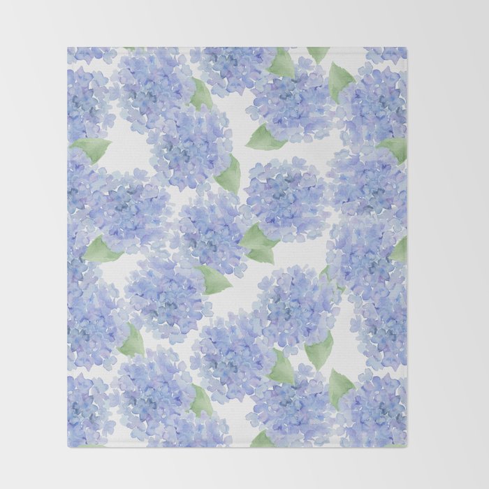 Elegant lavender lilac watercolor hydrangea floral Throw Blanket Gallery Image 2
