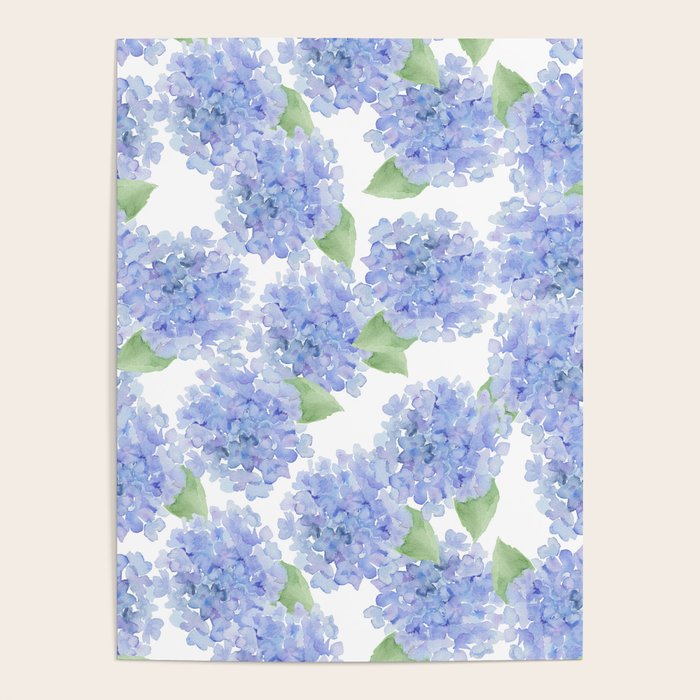 Elegant lavender lilac watercolor hydrangea floral Poster Gallery Image 4