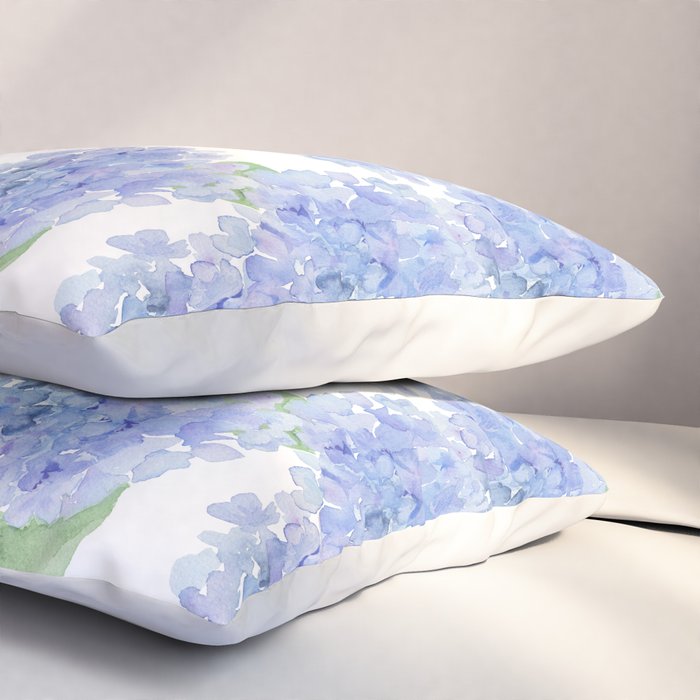 Elegant lavender lilac watercolor hydrangea floral Pillow Sham Gallery Image 3