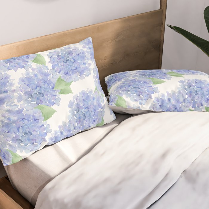 Elegant lavender lilac watercolor hydrangea floral Pillow Sham Gallery Image 2