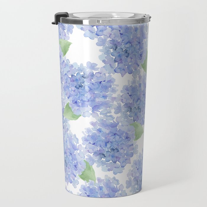 Elegant lavender lilac watercolor hydrangea floral Travel Mug Gallery Image 3