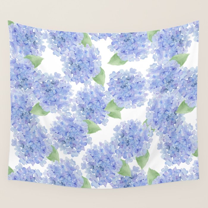 Elegant lavender lilac watercolor hydrangea floral Wall Tapestry Gallery Image 4