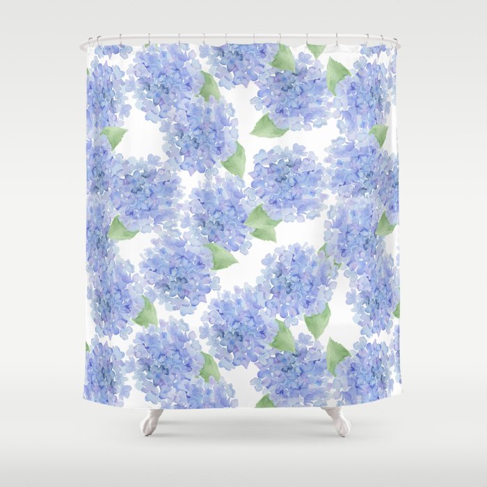 Elegant lavender lilac watercolor hydrangea floral Shower Curtain Gallery Image 1
