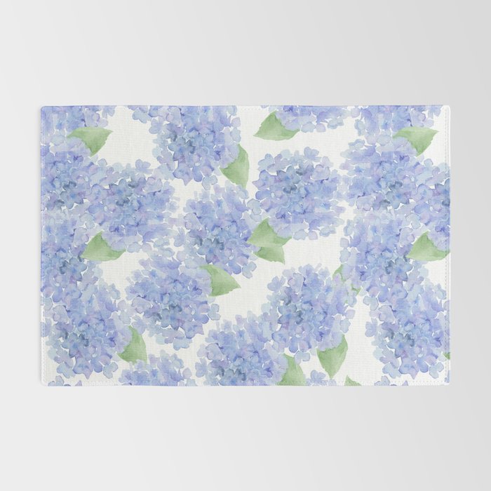 Elegant lavender lilac watercolor hydrangea floral Rug Gallery Image 2