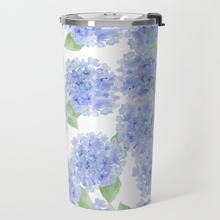 Elegant lavender lilac watercolor hydrangea floral Travel Mug Gallery Image 2