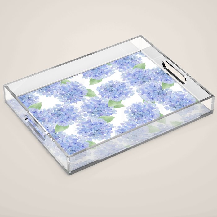 Elegant lavender lilac watercolor hydrangea floral Acrylic Tray Gallery Image 1
