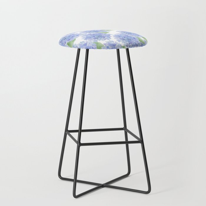 Elegant lavender lilac watercolor hydrangea floral Stool Gallery Image 1