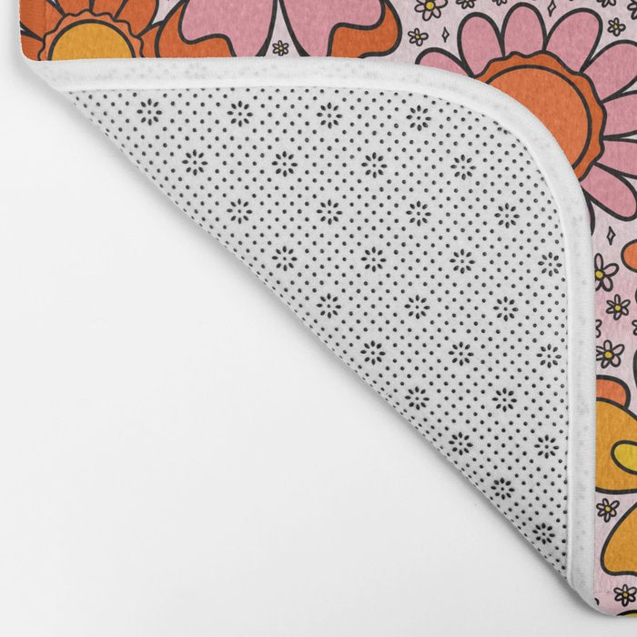 Groovy Flowers in Pink Bath Mat Gallery Image 2