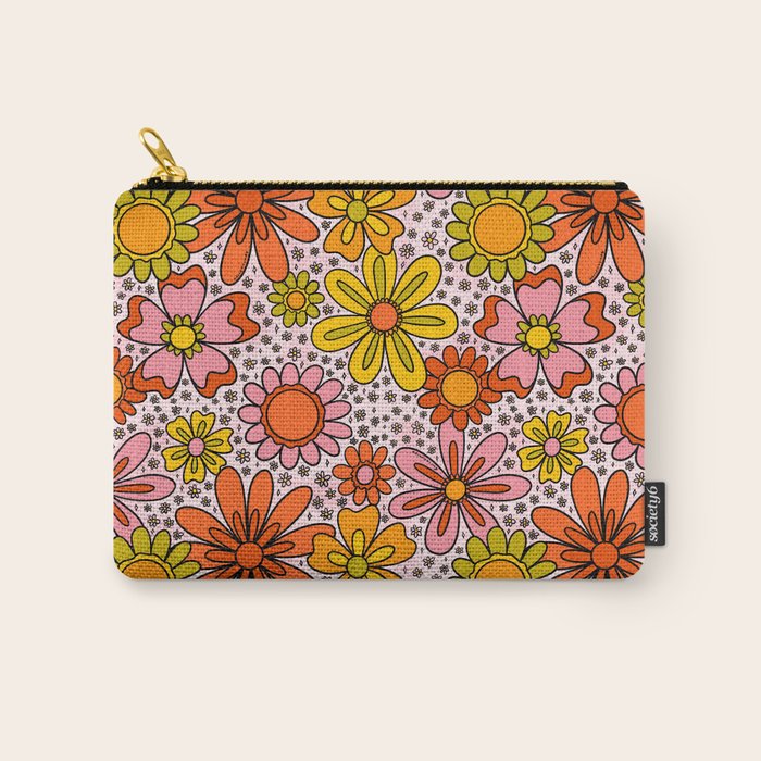 Groovy Flowers in Pink Carry All Pouch Gallery Image 1