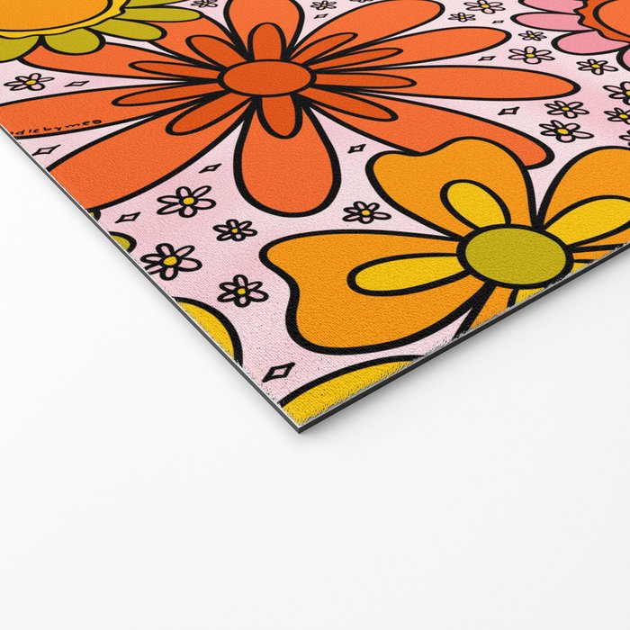 Groovy Flowers in Pink Welcome Mat Gallery Image 2