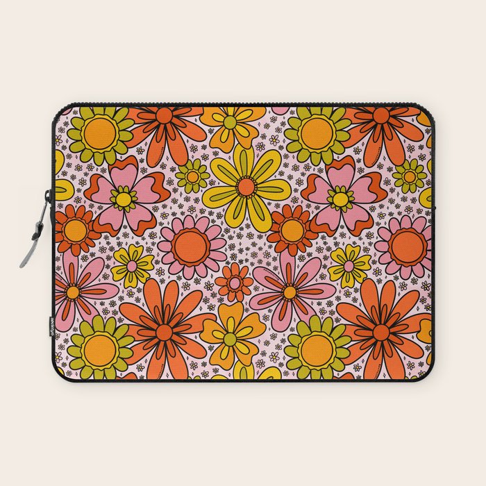 Groovy Flowers in Pink Laptop Sleeve Gallery Image 1