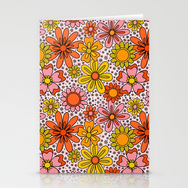 Groovy Flowers in Pink Stationery Card Gallery Image 2
