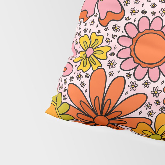 Groovy Flowers in Pink Pillow Sham Gallery Image 4