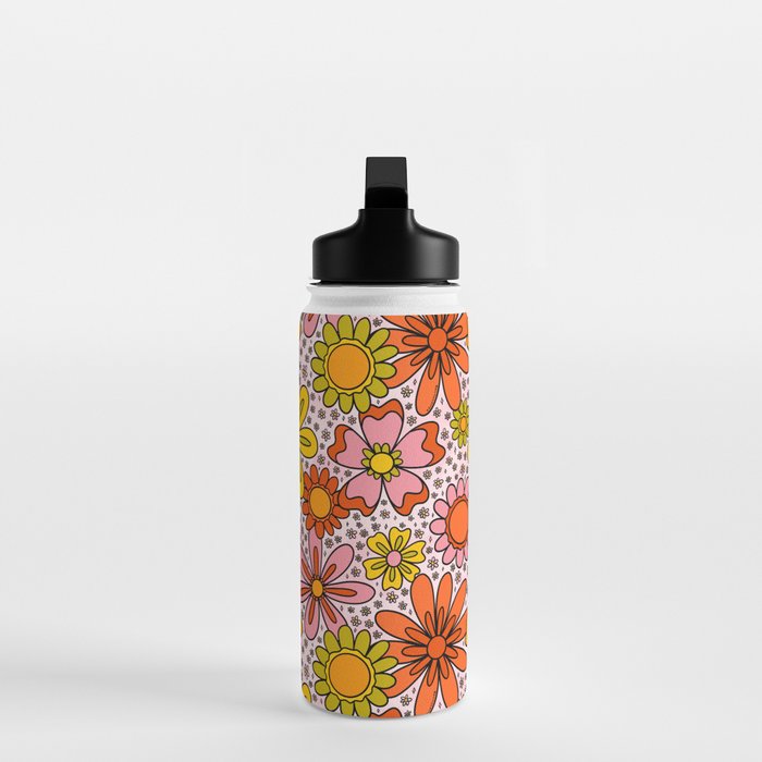 Groovy Flowers in Pink Water Bottle Gallery Image 3