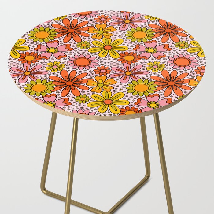 Groovy Flowers in Pink Side Table Gallery Image 2