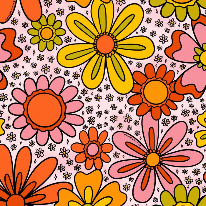 Groovy Flowers in Pink Coffee Mug Gallery Image 2