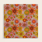 Groovy Flowers in Pink Wood Wall Art Gallery Image 1