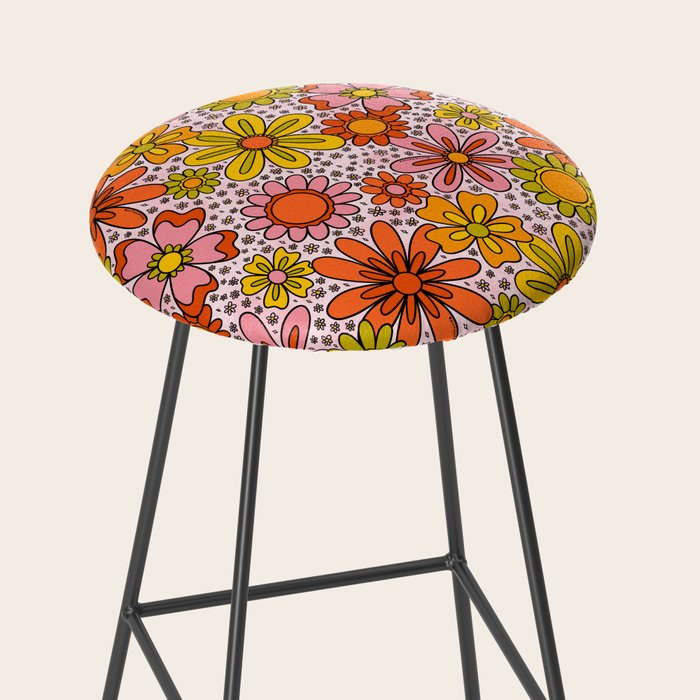 Groovy Flowers in Pink Stool Gallery Image 2