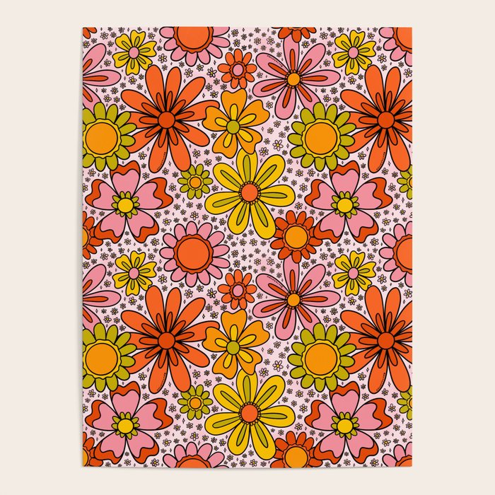 Groovy Flowers in Pink Poster Gallery Image 4