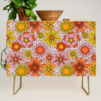Groovy Flowers in Pink Credenza Gallery Image 1
