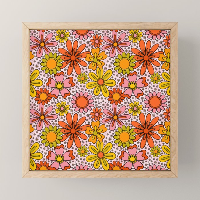Groovy Flowers in Pink Mini Art Print Gallery Image 1