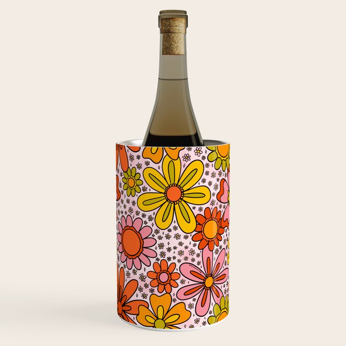 Groovy Flowers in Pink Wine Chiller Gallery Image 1