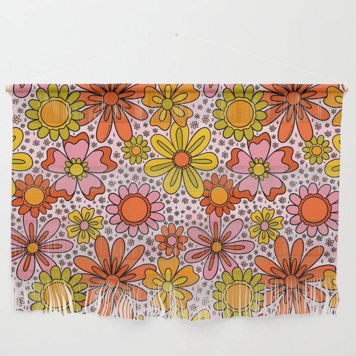 Groovy Flowers in Pink Wall Hanging Gallery Image 1