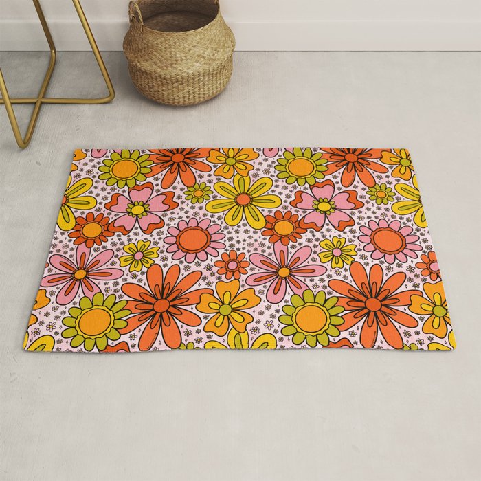 Groovy Flowers in Pink Rug Gallery Image 1