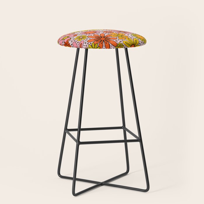 Groovy Flowers in Pink Stool Gallery Image 1