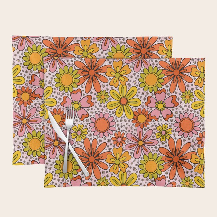 Groovy Flowers in Pink Placemat Gallery Image 1