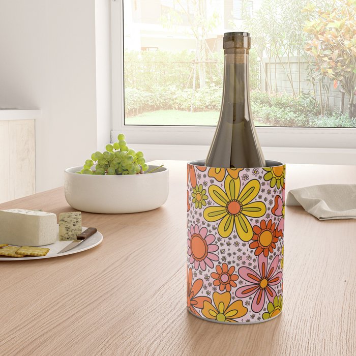 Groovy Flowers in Pink Wine Chiller Gallery Image 4