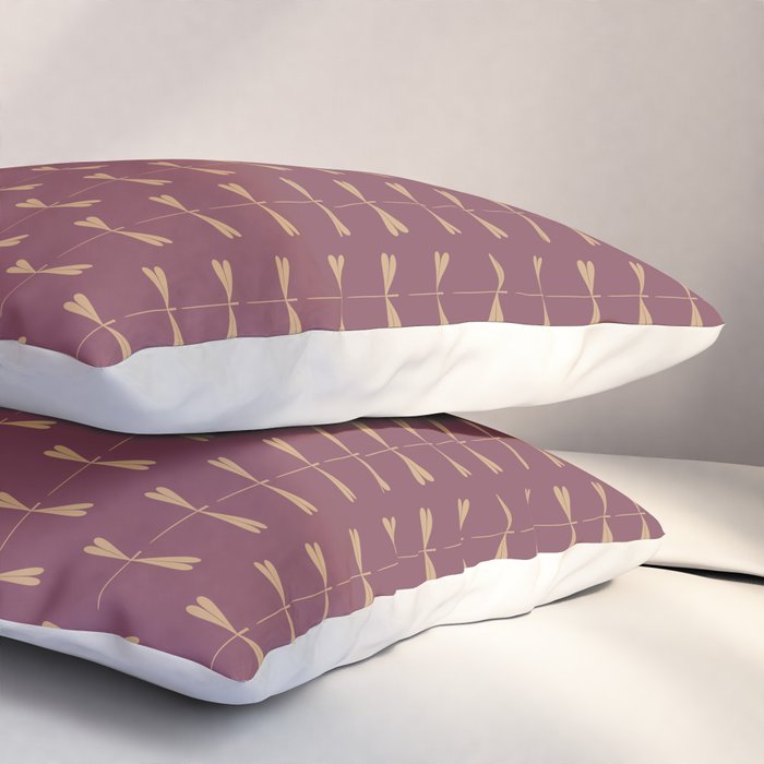 Dragonfly Pattern XIII Mauve Pillow Sham Gallery Image 3
